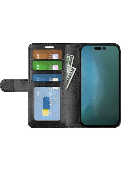 Iphone 14 Için 6.7 Inç Çılgın At Dokusu Flip Folio Telefon Kılıfı Pu Deri+Tpu Cüzdan Stand Manyetik Kapak Black (Yurt Dışından)