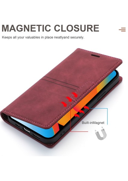 Iphone 14 Için 6.7 Inç Şok Geçirmez Pu Deri+Tpu Cüzdan Standı Kasa Manyetik Otomatik Emici Telefon Kapağı-Wine Kırmızı (Yurt Dışından) fırsatları