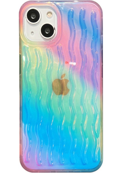 Iphone 14 Plus Anti-Cratch Hard Pc+Tpu Telefon Kapak Dalgası Dokusu Telefon Vaka Yasalı Yeşil/pembe/mor (Yurt Dışından)