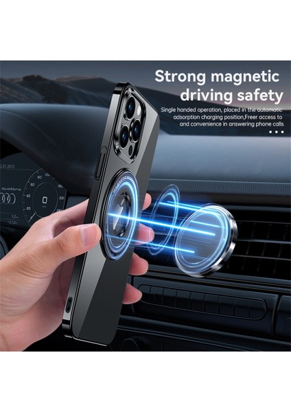 Iphone 14 Pro Max Elektrok Çizgili Manyetik Telefon Kılıfı Yüzük Kickstand Pc Arka Kapak Magsafe-Dark Mor ile Uyumlu (Yurt Dışından) fiyatları