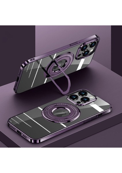 Iphone 14 Pro Max Elektrok Çizgili Manyetik Telefon Kılıfı Yüzük Kickstand Pc Arka Kapak Magsafe-Dark Mor ile Uyumlu (Yurt Dışından) indirimleri