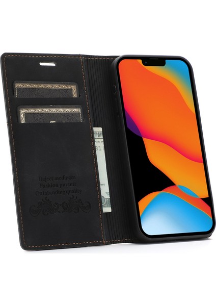 Iphone 14 Için 6.7 Inç Şok Geçirmez Pu Deri+Tpu Cüzdan Standı Kasa Manyetik Otomatik Emici Telefon Kapağı-Siyah (Yurt Dışından) fiyatları