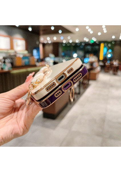 Iphone 14 Pro Max Elektraptaşlama Telefon Kılıfı Yumuşak Tpu Arka Kapak Peluş Love-Ceart Strap-Dark Mor (Yurt Dışından) fiyatları