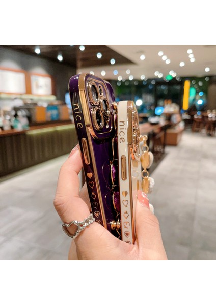 Iphone 14 Pro Max Elektraptaşlama Telefon Kılıfı Yumuşak Tpu Arka Kapak Peluş Love-Ceart Strap-Dark Mor (Yurt Dışından) modelleri