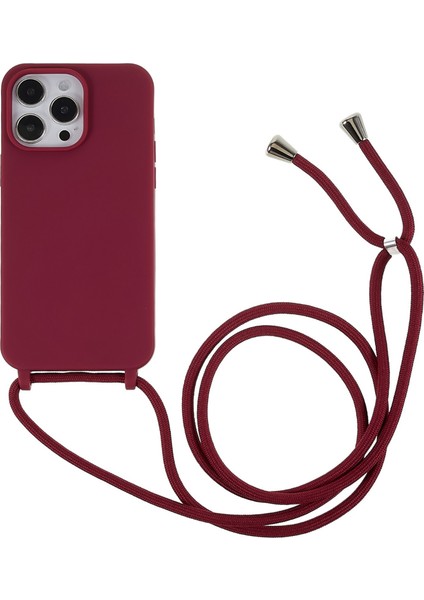 Iphone 14 Pro Max Için 6.7 Inç Entegre Tpu Kasa Drop-Droaf Geri Kapak Ayarlanabilir Kordon-Wine Red ile (Yurt Dışından)