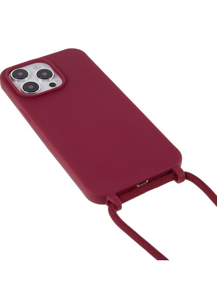 Iphone 14 Pro Max Için 6.7 Inç Entegre Tpu Kasa Drop-Droaf Geri Kapak Ayarlanabilir Kordon-Wine Red ile (Yurt Dışından)