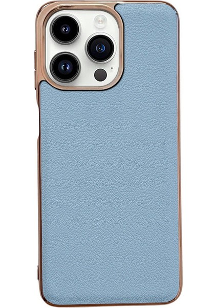 Iphone 14 Pro Max Anti-Giyim Anti-Giyim Anti-Giyim Anti-Giyim Için Slip Dışı Telefon Kılıfı Orijinal Cowhide Deri Kaplamalı Tpu+Pc Arka Kapak Mavisi (Yurt Dışından)