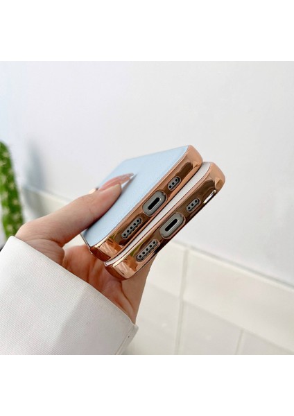 Iphone 14 Pro Max Anti-Giyim Anti-Giyim Anti-Giyim Anti-Giyim Için Slip Dışı Telefon Kılıfı Orijinal Cowhide Deri Kaplamalı Tpu+Pc Arka Kapak Mavisi (Yurt Dışından)