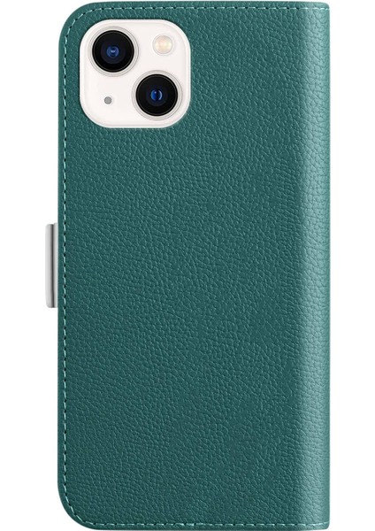 Iphone 14 Için Telefon Kılıfı Plus 6.7 Inç Litchi Doku Fingerprint Anti-Fingerprint Candy Deri Anti Drop Manyetik Stand Kabuğu Cüzdan-Yeşil (Yurt Dışından)