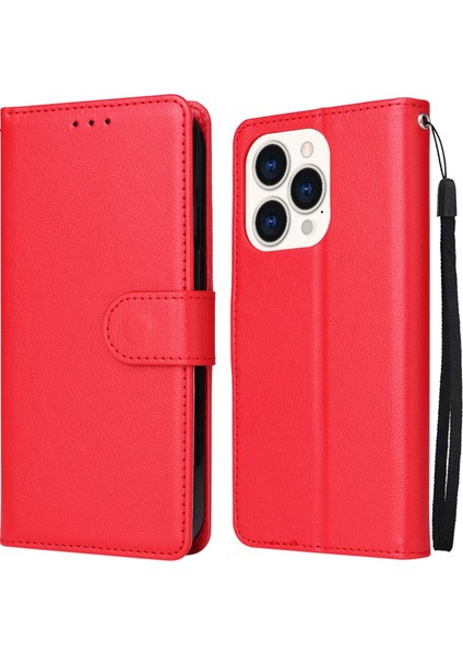 Iphone 14 Için Plus 6.7 Inç Anti-Drop Stand Kapağı Folio Flip Pu Deri Deri Cüzdan Cep Telefon Kılıfı Kradard-Red ile (Yurt Dışından)