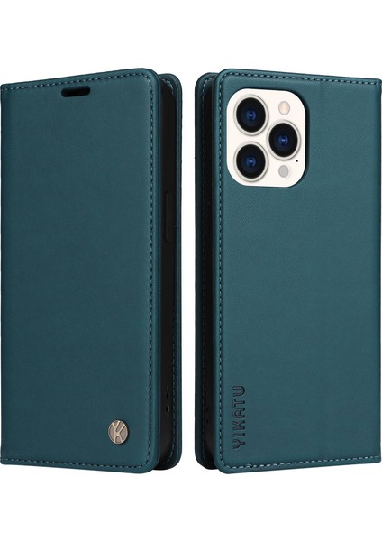Iphone 14 Pro Max Için Max 6.7 Inç Pu Deri Flip Cüzdan Kılıfı Güçlü Manyetik Otomatik Absorbed Stand Telefon Kapak Mavisi (Yurt Dışından)