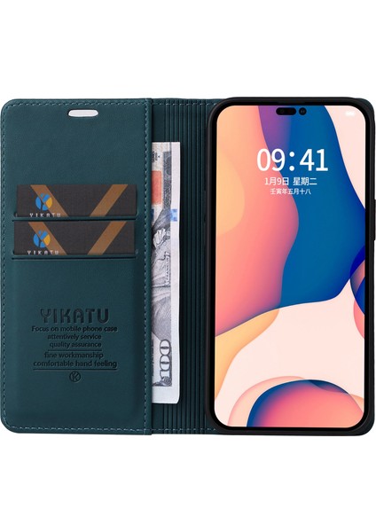 Iphone 14 Pro Max Için Max 6.7 Inç Pu Deri Flip Cüzdan Kılıfı Güçlü Manyetik Otomatik Absorbed Stand Telefon Kapak Mavisi (Yurt Dışından) indirimleri