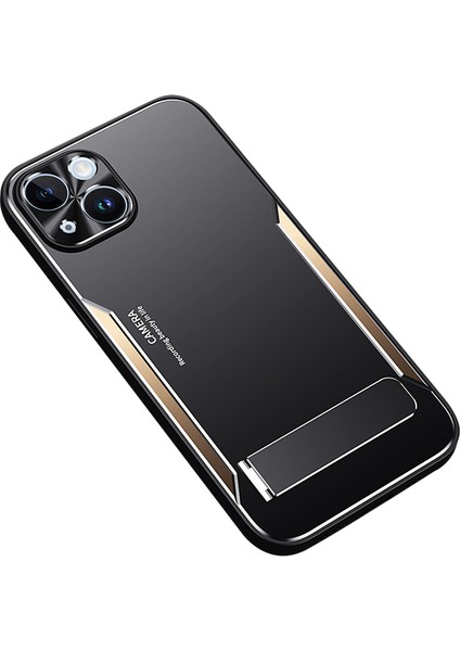 Iphone 14 Plus Anti-Cratch Telefon Kapağı Için Tpu+Alüminyum Alaşım Geri Kickstand-Gold ile (Yurt Dışından)