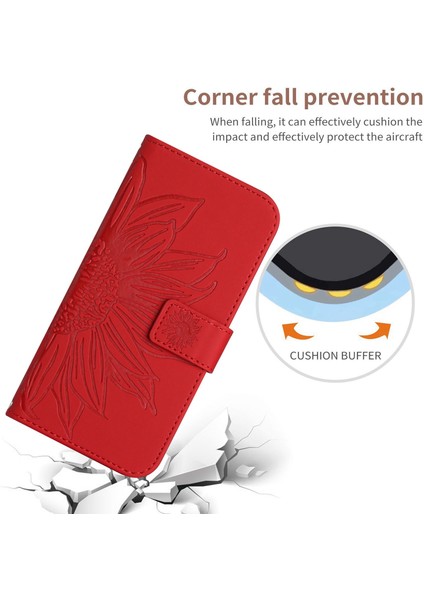 Iphone 14 Pro Max HT04 Için Bump Drap Flup Telefon Kavramı Baskı Sayırlık Stand Pu Deri Deri Touch Manyetik Cüzdan Kapağı Strap-Red ile (Yurt Dışından)