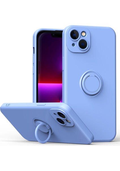 Iphone 14 Için Plus 6.7 Inç Halka Tutucu Kickstand Tpu Kasası, Yerleşik Metal Tabaka-Mor ile Ka Yumuşak Tpu Kapağı (Yurt Dışından)