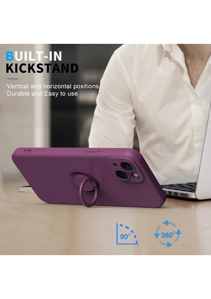 Iphone 14 Için Plus 6.7 Inç Halka Tutucu Kickstand Tpu Kasası, Yerleşik Metal Tabaka-Mor ile Ka Yumuşak Tpu Kapağı (Yurt Dışından)