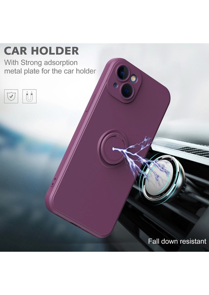 Iphone 14 Için Plus 6.7 Inç Halka Tutucu Kickstand Tpu Kasası, Yerleşik Metal Tabaka-Mor ile Ka Yumuşak Tpu Kapağı (Yurt Dışından)