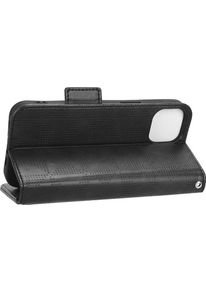 Iphone 14 Için Plus Dayanıklı Üçgen Desen Baskılı Kasa Cüzdan Tasarım Kitap Stili Pu Deri Telefon Kapağı Strap-Black (Yurt Dışından)