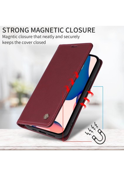 Iphone 14 Pro Max Için 6.7 Inç Pu Deri Deri Flip Cüzdan Kılıfı Güçlü Manyetik Otomatik Absorbed Stand Telefon Kapak Kırmızısı (Yurt Dışından) fiyatları