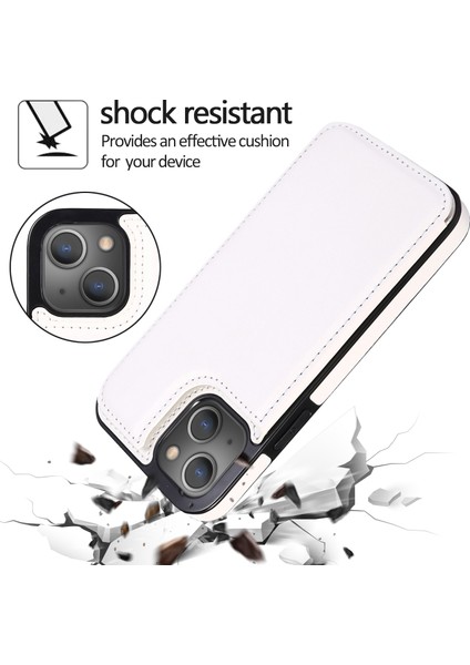 Iphone 14 Için Pu Deri Kaplamalı Tpu Telefon Kılıfı Çılgın At Doku Kartı Tutucu Kickstand Cover-White (Yurt Dışından) fiyatları