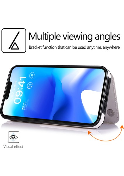 Iphone 14 Için Pu Deri Kaplamalı Tpu Telefon Kılıfı Çılgın At Doku Kartı Tutucu Kickstand Cover-White (Yurt Dışından) fırsatları