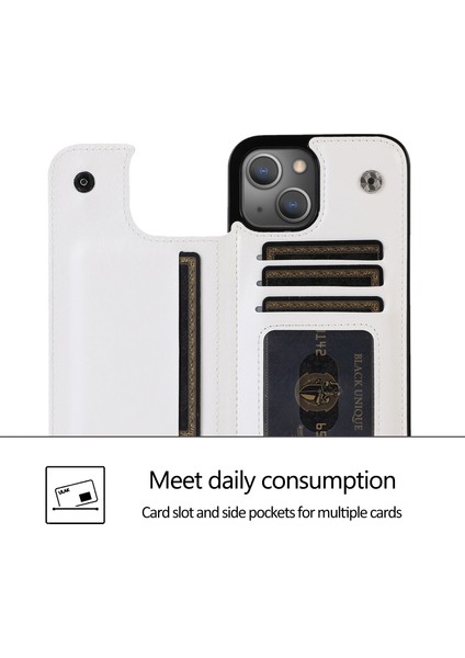 Iphone 14 Için Pu Deri Kaplamalı Tpu Telefon Kılıfı Çılgın At Doku Kartı Tutucu Kickstand Cover-White (Yurt Dışından) indirimleri