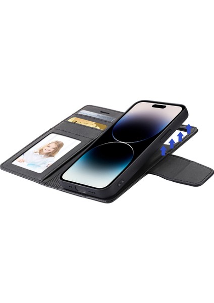 Iphone 14 Pro Max Pu Deri Stand Cüzdan Kılıfı Çıkarılabilir 2'si 1'öre Çıkarılabilir Telefon Kapak Black (Yurt Dışından)