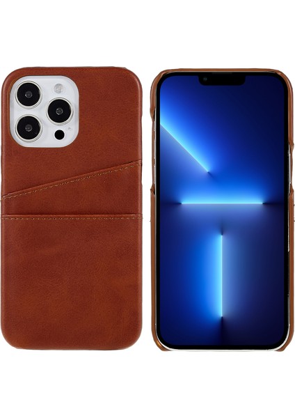 Iphone 14 Pro Max 6.7 Inç Için Telefon Kasası Aşınmaya Dayanıklı Pu Deri+2 Kart Yuvası ile Arka Kapak (Yurt Dışından)