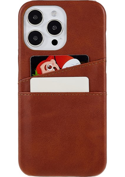 Iphone 14 Pro Max 6.7 Inç Için Telefon Kasası Aşınmaya Dayanıklı Pu Deri+2 Kart Yuvası ile Arka Kapak (Yurt Dışından)