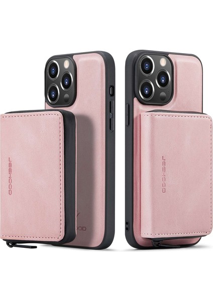 Iphone 14 Pro Max Pu Deri Kapalı Tpu Kapak Ferikyafun Cellet Kıckedand Telefon Vaka-Pembe (Yurt Dışından)