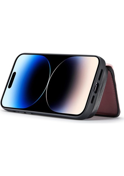 Iphone 14 Pro Max Pu Deri Kapalı Tpu Kapak Ferikyafun Cellet Kıckedand Telefon Vaka-Pembe (Yurt Dışından) fiyatları