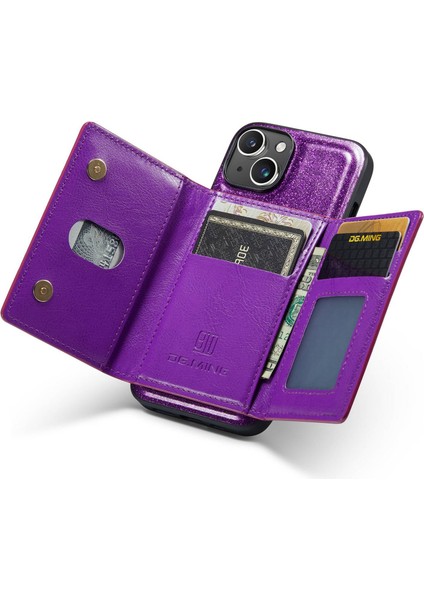Iphone 14 Için Plus 2'si Bir Arada Çıkarılabilir Telefon Kılıfı Cüzdan Kickstand-Dark Purple ile Işıltılı Manyetik Cep Telefonu Kapağı (Yurt Dışından) fiyatları