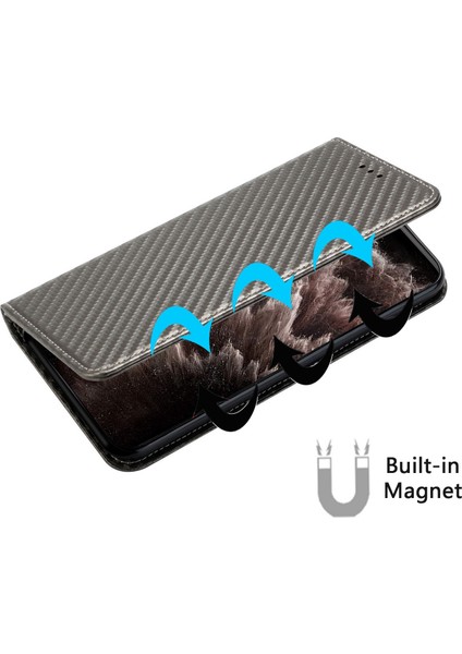 Iphone 14 Pro Max Için 6.7 Inç Iyi Korunmuş Karbon Fiber Doku Pu Deri Kasa Otomatik Manyetik Kapalı Kapak Standı Cüzdan Kapağı-Gri (Yurt Dışından)