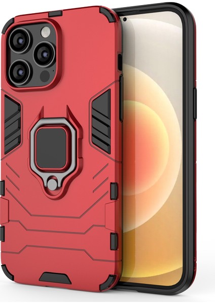 Iphone 14 Pro Max Için 6.7 Inç Anti-Drop Yumuşak Tpu+Sert Pc Hibrit Kasa Şok Geçirmez Telefon Kapağı Ring Kickstand-Red ile (Yurt Dışından)