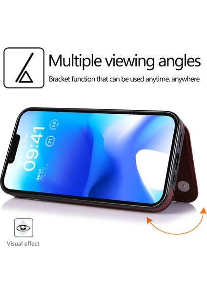 Iphone 14 Için Pu Deri Kaplamalı Tpu Telefon Kılıfı Çılgın At Doku Kart Tutucu Kickstand Cover-Brown (Yurt Dışından) fırsatları
