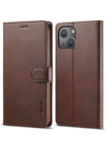 Iphone 14 Için Manyetik Pu Deri Koru Folio Kapak Tpu Koruyucu Iç Kabuk Stand Flip Cüzdan Case-Brown (Yurt Dışından)
