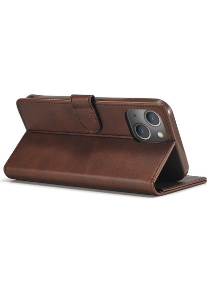 Iphone 14 Için Manyetik Pu Deri Koru Folio Kapak Tpu Koruyucu Iç Kabuk Stand Flip Cüzdan Case-Brown (Yurt Dışından)