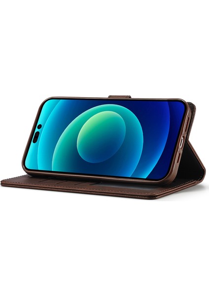 Iphone 14 Için Manyetik Pu Deri Koru Folio Kapak Tpu Koruyucu Iç Kabuk Stand Flip Cüzdan Case-Brown (Yurt Dışından)