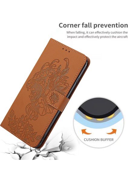 Iphone 14 Için Plus Baskı Tiger Head Pu Deri Kılıf Kılıfı Strap Strap Cüzdan Stili Özellik Flip Cover-Brown (Yurt Dışından) fırsatları