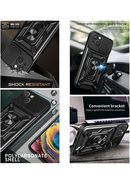 Iphone 14 Için Anti Drop Telefon Kılıf Kickstand, Slayt Kamera Kapağı ve Kirkar Yeşili ile Anti-Cratch Pc+Tpu Telefon Kabuk Yüzük Tutucusu (Yurt Dışından) indirimleri