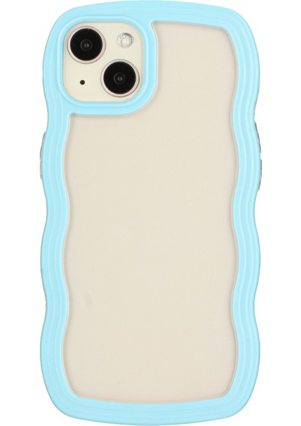 Iphone 14 Için Plus Wave Edge Söndürülebilir Renk Çerçevesi Şeffaf Arka Kapak Pc+Tpu Telefon Önleme Önleyici Kılıf Mavisi (Yurt Dışından)