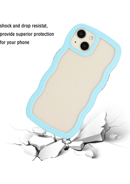 Iphone 14 Için Plus Wave Edge Söndürülebilir Renk Çerçevesi Şeffaf Arka Kapak Pc+Tpu Telefon Önleme Önleyici Kılıf Mavisi (Yurt Dışından)