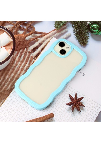 Iphone 14 Için Plus Wave Edge Söndürülebilir Renk Çerçevesi Şeffaf Arka Kapak Pc+Tpu Telefon Önleme Önleyici Kılıf Mavisi (Yurt Dışından)