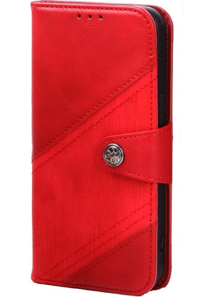 Iphone 14 Için Folio Folio Flip Pu Deri Kılıf Çılgın At Doku Birleştirme Koruyucu Telefon Kapağı Cüzdan Stand-Kırmızı (Yurt Dışından)