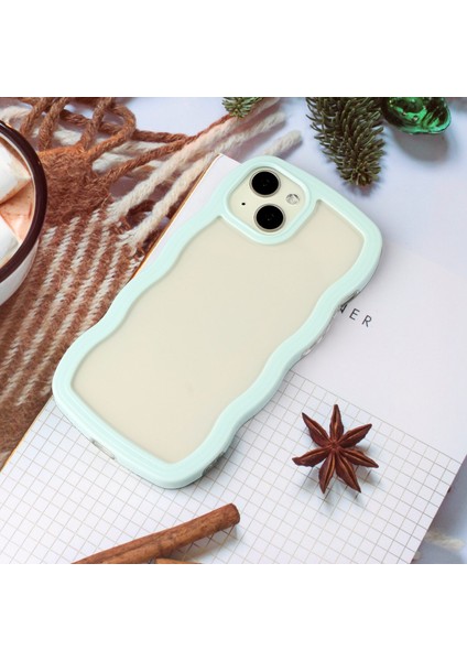 Iphone 14 Plus Wave Edge Söndürülebilir Renk Çerçevesi Şeffaf Arka Kapak Pc+Tpu Telefon Anti-Drop Vaka Yeşili (Yurt Dışından)