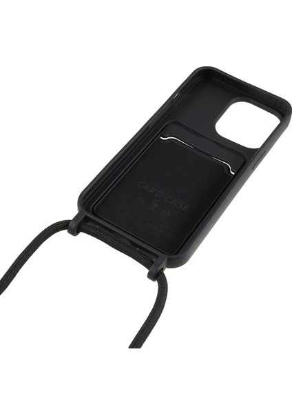 Iphone 14 Pro Max Sıvı Silikon Kapak Kart Yuvası Strap-Black ile Anti Drop Anti Tele Kılıfı Için Şok Geçirmez Kılıf (Yurt Dışından)