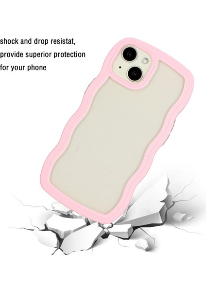 Iphone 14 Plus Wave Edge Söndürülebilir Renk Çerçevesi Şeffaf Arka Kapak Pc+Tpu Telefon Anti-Drop Vaka-Pembe (Yurt Dışından)