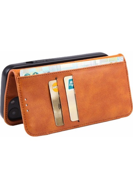 Iphone 14 Için Folio Folio Flip Pu Deri Kılıf Çılgın At Doku Birleştirme Koruyucu Telefon Kapağı Cüzdan Stand-Kırmızı (Yurt Dışından)