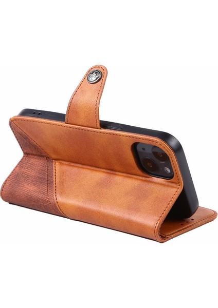 Iphone 14 Için Folio Folio Flip Pu Deri Kılıf Çılgın At Doku Birleştirme Koruyucu Telefon Kapağı Cüzdan Stand-Kırmızı (Yurt Dışından)