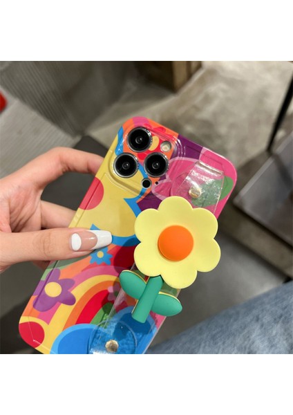Iphone 14 Pro Max Telefon Tpu Kılıfı Çiçek Dekoru Temiz Bilek Basılı Basılı Telefon Kapağı Omuz Kayışı (Yurt Dışından)